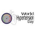 World Hypertension Day, schematic image of heart and measuring device, concept for poster or banner Royalty Free Stock Photo