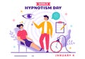 World Hypnotism Day Vector Illustration on 4 January with Black and White Spirals Creating an Altered State of Mind for Treatment