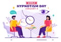 World Hypnotism Day Vector Illustration on 4 January with Black and White Spirals Creating an Altered State of Mind for Treatment