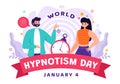 World Hypnotism Day Vector Illustration on 4 January with Black and White Spirals Creating an Altered State of Mind for Treatment