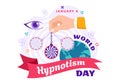 World Hypnotism Day Vector Illustration on 4 January with Black and White Spirals Creating an Altered State of Mind for Treatment