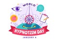 World Hypnotism Day Vector Illustration on 4 January with Black and White Spirals Creating an Altered State of Mind for Treatment