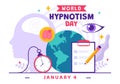 World Hypnotism Day Vector Illustration on 4 January with Black and White Spirals Creating an Altered State of Mind for Treatment
