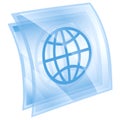 World icon blue square Royalty Free Stock Photo