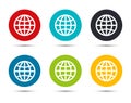 World icon flat round button set illustration design Royalty Free Stock Photo