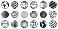 World icon flat set, Earth icons, globes with world maps, set Earth globe hemispheres with continents Royalty Free Stock Photo