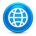 World icon glass shiny blue round button isolated design vector illustration Royalty Free Stock Photo