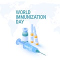 World immunization day concept, vector flat style Royalty Free Stock Photo