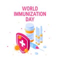 World immunization day concept, vector flat style Royalty Free Stock Photo