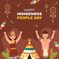 World Indigenous Peoples Day Background Template Hand Drawn Cartoon Flat Illustration