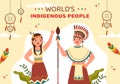 World Indigenous Peoples Day Background Template Hand Drawn Cartoon Flat Illustration