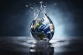 The world inside a drop of water, global water crisis, ecology, water saving AI generated Royalty Free Stock Photo