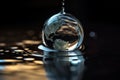 The world inside a drop of water, global water crisis, ecology, water saving AI generated Royalty Free Stock Photo