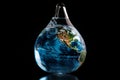 The world inside a drop of water, global water crisis, ecology, water saving AI generated Royalty Free Stock Photo