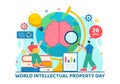 World Intellectual Property Day Vector Illustration on 26 April with Brain and Light Bulb for Innovation and Ideas Creativity Royalty Free Stock Photo