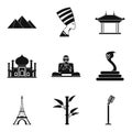 World journey icons set, simple style