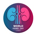 World kidney day banner with blue and pink kidney sign in circle background vector design