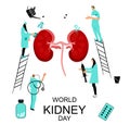 World Kidney Day concept.Doctors protect,care and treat human organ.Medical equipment. Pyelonephritis disease.