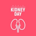 World Kidney Day healthy vector poster. Human kidney health awareness background