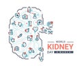 World kidney day with medical icon on abstract line circuit board create to kidney sign vector design Royalty Free Stock Photo