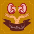 World Kidney Day Poster Or Banner. Kidney care and cancer awareness concept. Urology and nephrology vector design