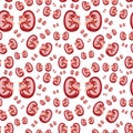 World Kidney Day Seamless Pattern. Kidney care and cancer awareness concept. Urology and nephrology vector design