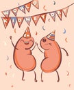 World kidney day vector illustration. Cartoon kidneys celebrate holiday