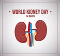 World kidneys day. Vector illustration. Healthy kidney