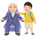 Kid and Old Man Vector Illustration Royalty Free Stock Photo