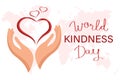 World Kindness Day banner, November 13th. Holding hands with a pink heart. Illustration, poster