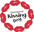 world kiss day card with lips. International kissing day. Vector illustration