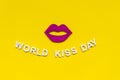 World kiss day or international kissing day. 6th July