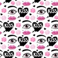 World Kiss Day. Seamless pattern background. Lips and kisses.