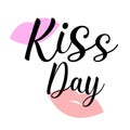 World Kissing Day. The inscription is handwritten in ink.