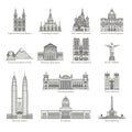 World Landmark Icon Set Royalty Free Stock Photo