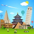 World landmarks concept. Vector illustration for travel design. Royalty Free Stock Photo