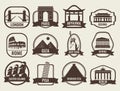 World landmarks flat icon set. Travel and Tourism. Vector Royalty Free Stock Photo