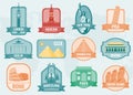 World landmarks flat icon set. Travel and Tourism. Vector Royalty Free Stock Photo