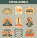World landmarks flat icon set. Travel and Tourism. Vector Royalty Free Stock Photo