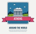 World landmarks. Greece. Travel and tourism background. Line art style. Vector