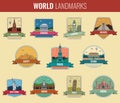 World landmarks icon set. Travel and Tourism. Vector