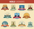 World landmarks icon set. Travel and Tourism. Vector Royalty Free Stock Photo