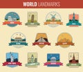 World landmarks icon set. Travel and Tourism. Vector Royalty Free Stock Photo