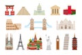 World landmarks icons in flat style Royalty Free Stock Photo