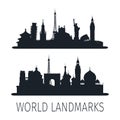 World landmarks isolated silhouettes for wallpaper Royalty Free Stock Photo