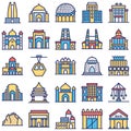 World Landmarks Isolated Vector Icons Set that can easily modify or edit