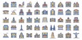 World Landmarks Isolated Vector Icons Set that can easily modify or edit