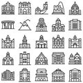 World Landmarks Isolated Vector Icons Set that can easily modify or edit