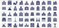 World Landmarks Isolated Vector Icons Set that can easily modify or edit
