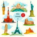 World Landmarks Set Royalty Free Stock Photo